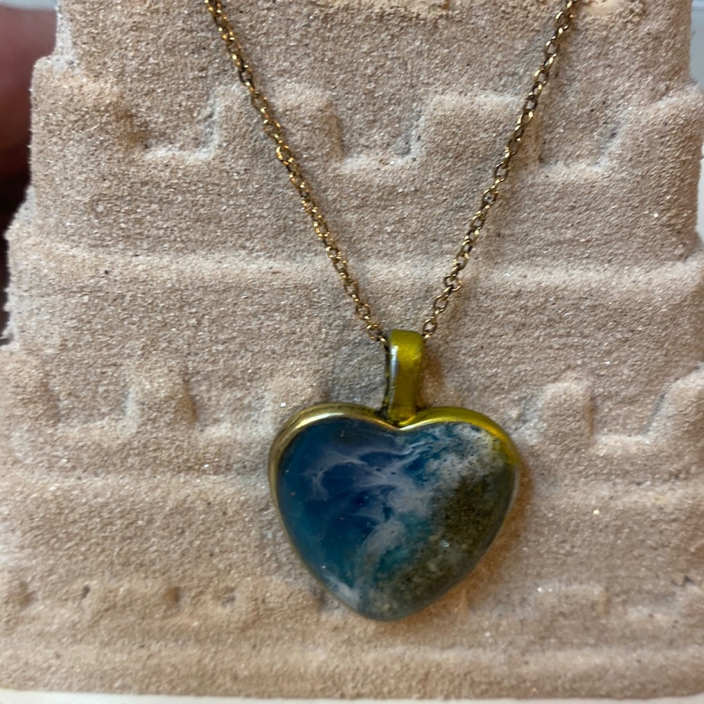 Antique Bronze ocean scape Necklace